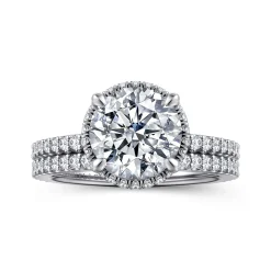 Outlet Gabriel & Co. Senne - 14K White Gold Round Hidden Halo Diamond Engagement Ring