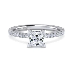 Sale Gabriel & Co. Serenity - 14K White Gold Princess Cut Diamond Engagement Ring