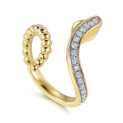 Hot Gabriel & Co. Serpentina - 14K Yellow Gold Bujukan Diamond Open Snake Ring