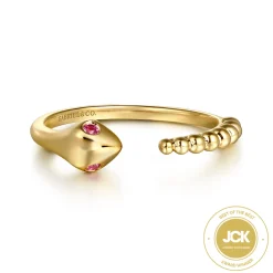 Online Gabriel & Co. Serpentina - Stackable Open Ring Snake 14K Yellow Gold Ruby