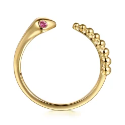 Online Gabriel & Co. Serpentina - Stackable Open Ring Snake 14K Yellow Gold Ruby