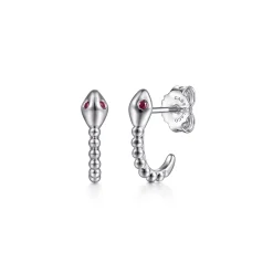 Sale Gabriel & Co. Serpentina - 925 Sterling Silver Snake Bujukan Ruby J Hoop Stud Earrings