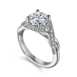 Gabriel & Co. Shae - Vintage Inspired 14K White Gold Round Halo Diamond Engagement Ring