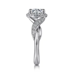 Gabriel & Co. Shae - Vintage Inspired 14K White Gold Round Halo Diamond Engagement Ring