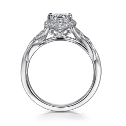 Gabriel & Co. Shae - Vintage Inspired 14K White Gold Pear Shape Halo Diamond Engagement Ring