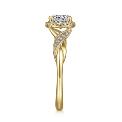 Hot Gabriel & Co. Shae - Vintage Inspired 14K Yellow Gold Round Halo Diamond Engagement Ring