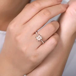Sale Gabriel & Co. Shanna - 14K Rose Gold Round Morganite and Diamond Engagement Ring