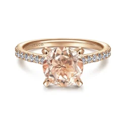 Sale Gabriel & Co. Shanna - 14K Rose Gold Round Morganite and Diamond Engagement Ring