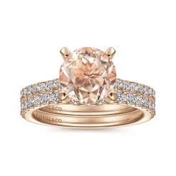 Sale Gabriel & Co. Shanna - 14K Rose Gold Round Morganite and Diamond Engagement Ring