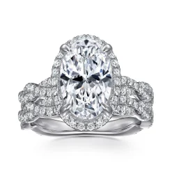 Best Gabriel & Co. Sharon - 14K White Gold Oval Halo Twisted Diamond Engagement Ring