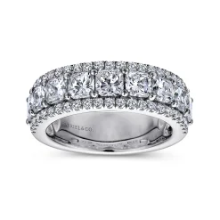 Outlet Gabriel & Co. Shaun - Wide 14K White Gold Radiant Cut and Round Diamond Anniversary Band - 2.65 ct
