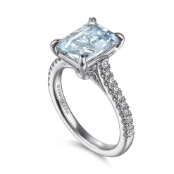 Online Gabriel & Co. Shayanne - 14K White Gold Emerald Cut Aquamarine and Diamond Engagement Ring