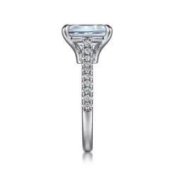Online Gabriel & Co. Shayanne - 14K White Gold Emerald Cut Aquamarine and Diamond Engagement Ring