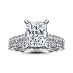 New Gabriel & Co. Shayanne - 14K White Gold Rectangular Radiant Cut Diamond Engagement Ring