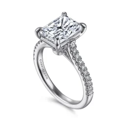 New Gabriel & Co. Shayanne - 14K White Gold Rectangular Radiant Cut Diamond Engagement Ring