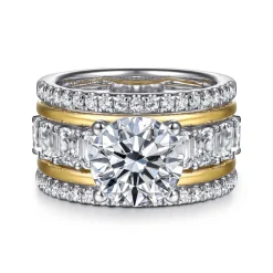 Sale Gabriel & Co. Shirah - 14K White-Yellow Gold Round Diamond Engagement Ring