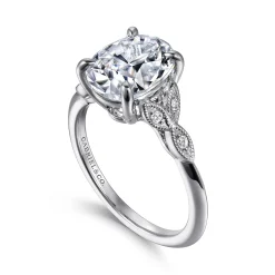 Clearance Gabriel & Co. Shira - 14K White Gold Split Shank Oval Diamond Engagement Ring