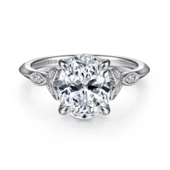 Clearance Gabriel & Co. Shira - 14K White Gold Split Shank Oval Diamond Engagement Ring