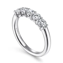 Best Gabriel & Co. Siena - 14K White Gold 5 Stone Diamond Anniversary Band - 0.8 ct