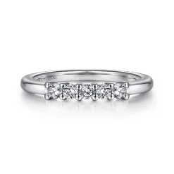 Gabriel & Co. Siena - 14K White Gold 5 Stone Shared Prong Diamond Anniversary Band - 0.25 ct