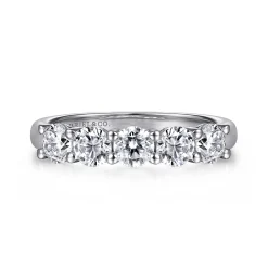 Outlet Gabriel & Co. Siena - 14K White Gold 5 Stone Shared Prong Diamond Anniversary Band - 1.2 ct