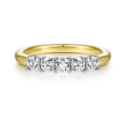 New Gabriel & Co. Siena - 14K White-Yellow Gold 5 Stone Diamond Anniversary Band - 0.55 ct
