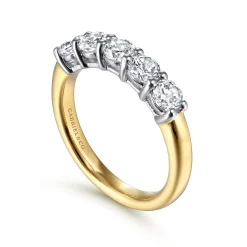 Sale Gabriel & Co. Siena - 14K White-Yellow Gold 5 Stone Diamond Anniversary Band - 1.05 ct