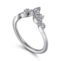 Sale Gabriel & Co. Sierra - 14K White Gold Curved Filigree Diamond Ring - 0.05 ct