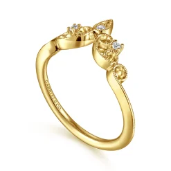 Sale Gabriel & Co. Sierra - 14K Yellow Gold Curved Filigree Diamond Ring - 0.05 ct