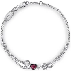 Gabriel & Co. Silver LOVE Bracelet with Rubies