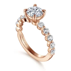 Outlet Gabriel & Co. Silvey - 14K Rose Gold Round Single Prong Diamond Engagement Ring