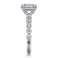 Best Gabriel & Co. Silvey - 14K White Gold Emerald Cut Single Prong Diamond Engagement Ring