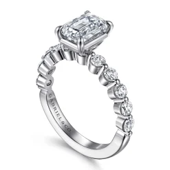 Best Gabriel & Co. Silvey - 14K White Gold Emerald Cut Single Prong Diamond Engagement Ring