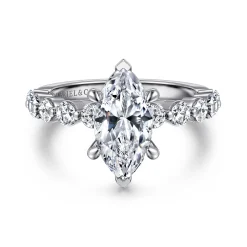 Hot Gabriel & Co. Silvey - 14K White Gold Marquise Shape Single Prong Diamond Engagement Ring