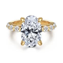 Hot Gabriel & Co. Silvey - 14K Yellow Gold Oval Single Prong Diamond Engagement Ring