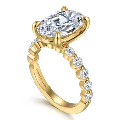 Hot Gabriel & Co. Silvey - 14K Yellow Gold Oval Single Prong Diamond Engagement Ring