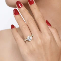 Sale Gabriel & Co. Silvey - 14K Yellow Gold Round Single Prong Diamond Engagement Ring