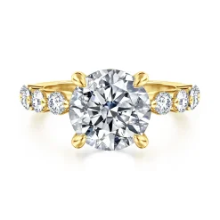 Sale Gabriel & Co. Silvey - 14K Yellow Gold Round Single Prong Diamond Engagement Ring