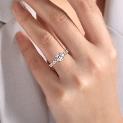 Sale Gabriel & Co. Silvey - Platinum Round Single Prong Diamond Engagement Ring