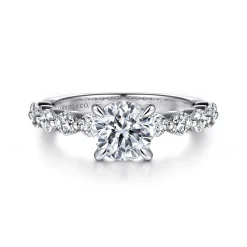 Sale Gabriel & Co. Silvey - Platinum Round Single Prong Diamond Engagement Ring