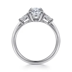 Best Gabriel & Co. Sima - 14K White Gold Oval Three Stone Diamond Engagement Ring