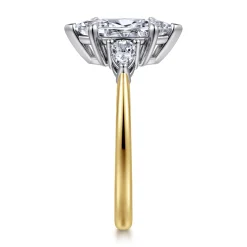Best Gabriel & Co. Sima - 14K White-Yellow Gold Marquise Shape Three Stone Diamond Engagement Ring