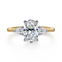 Gabriel & Co. Sima - 14K White-Yellow Gold Oval Three Stone Diamond Engagement Ring