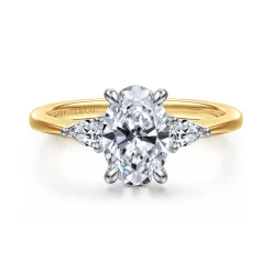 Online Gabriel & Co. Sima - 14K White-Yellow Gold Oval Three Stone Diamond Engagement Ring