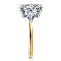 Gabriel & Co. Sima - 14K White-Yellow Gold Oval Three Stone Diamond Engagement Ring