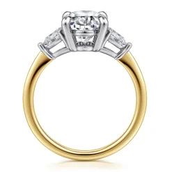 Gabriel & Co. Sima - 14K White-Yellow Gold Oval Three Stone Diamond Engagement Ring