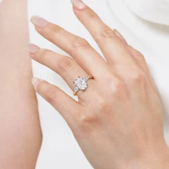 New Gabriel & Co. Sima - 14K White-Yellow Gold Oval Three Stone Diamond Engagement Ring