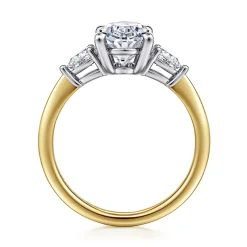 Discount Gabriel & Co. Sima - 14K White-Yellow Gold Oval Three Stone Diamond Engagement Ring