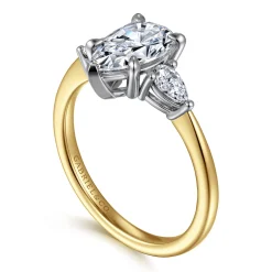 Outlet Gabriel & Co. Sima - 14K White-Yellow Gold Pear Shape Three Stone Diamond Engagement Ring