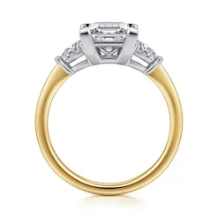 Sale Gabriel & Co. Sima - 14K White-Yellow Gold Princess Cut Three Stone Diamond Engagement Ring